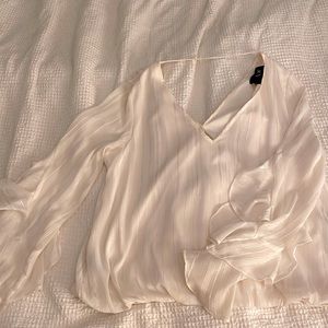 Ruffle sleeved off-white blouse
